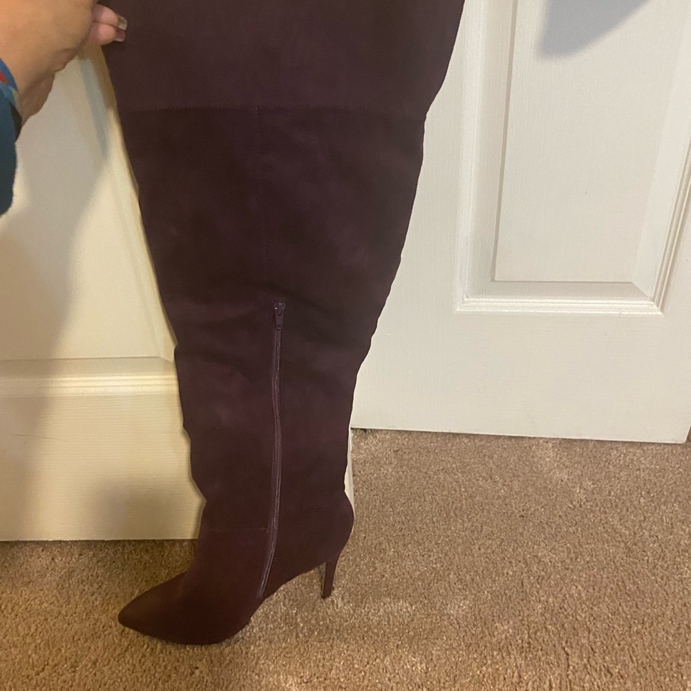 Grape color over the knee boots